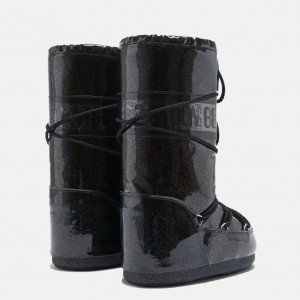 Moon Boot Icon Glitter Black Μπότες Χιονιού