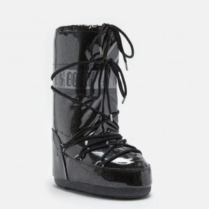 Moon Boot Icon Glitter Black Μπότες Χιονιού