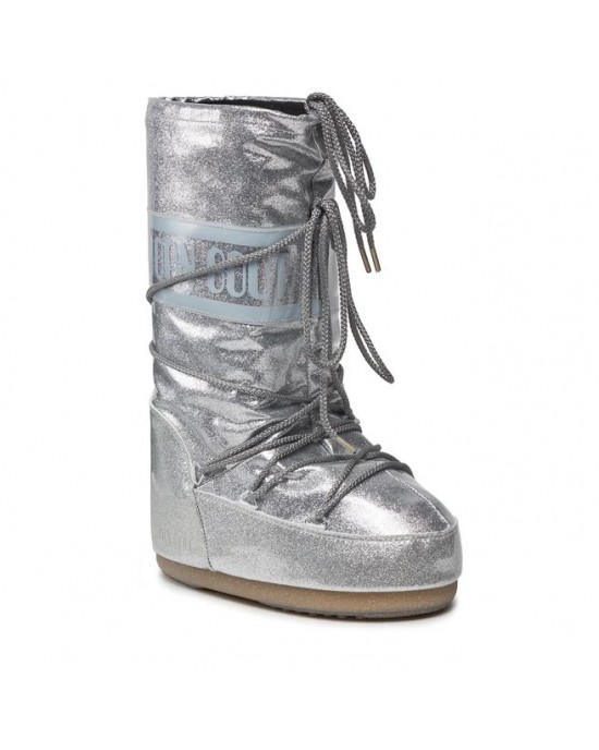 Moon Boot Icon Glitter Silver Μπότες Χιονιού