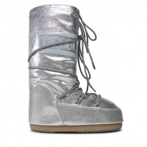 Moon Boot Icon Glitter Silver Μπότες Χιονιού