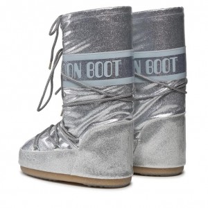 Moon Boot Icon Glitter Silver Μπότες Χιονιού