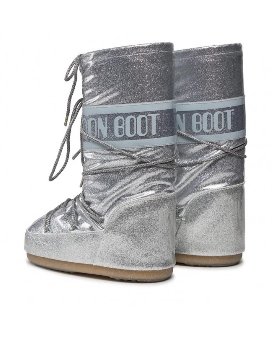 Moon Boot Icon Glitter Silver Μπότες Χιονιού