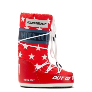 Moon Boot Icon Retrobiker White Stars Μπότες Χιονιού