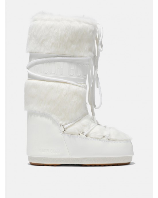 Moon Boot Icon Faux Fur Optical White Μπότες Χιονιού