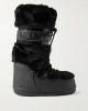 Moon Boot Icon Faux Fur Black Μπότες Χιονιού