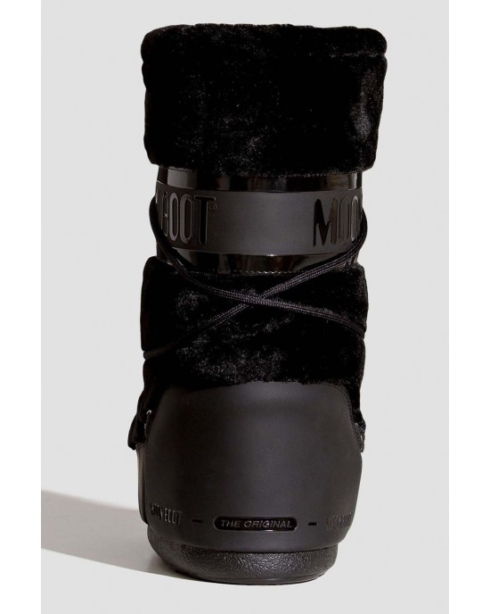 Moon Boot Icon Faux Fur Black Μπότες Χιονιού