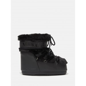 Moon Boot Icon Low Faux Fur Black Μπότες Χιονιού