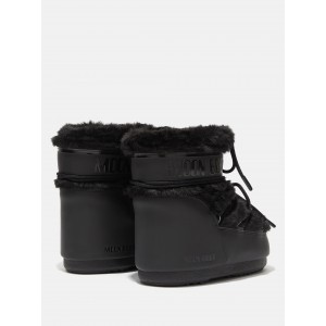 Moon Boot Icon Low Faux Fur Black Μπότες Χιονιού