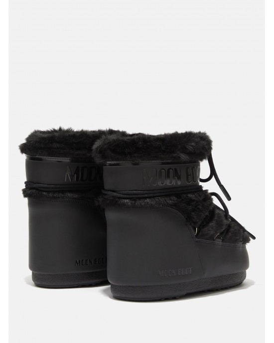 Moon Boot Icon Low Faux Fur Black Μπότες Χιονιού