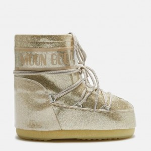 Moon Boot Icon Low Glitter Gold Μπότες Χιονιού