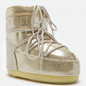 Moon Boot Icon Low Glitter Gold Μπότες Χιονιού