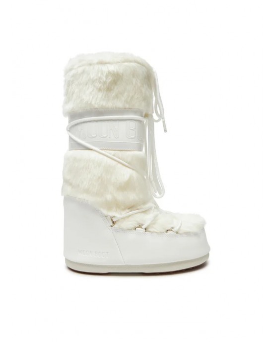 Moon Boot Icon Faux Fur Optical White Μπότες Χιονιού