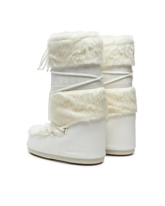 Moon Boot Icon Faux Fur Optical White Μπότες Χιονιού