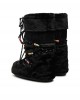 Moon Boot Icon Faux Fur Beads Black Μπότες Χιονιού