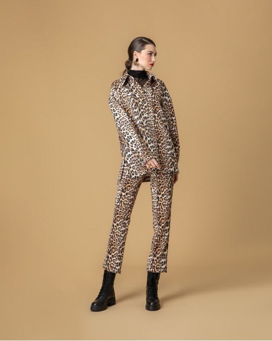 Moutaki Leopard Print Oversized Καπιτονέ Μπλούζα