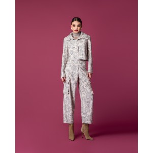 Moutaki Printed Grey Crop Σακάκι