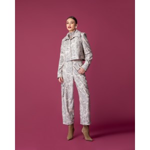 Moutaki Printed Grey Crop Σακάκι