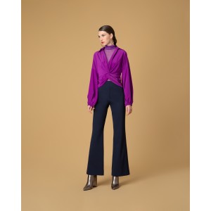 Moutaki Tunic Magenta Long Sleeve Crop Μπλούζα