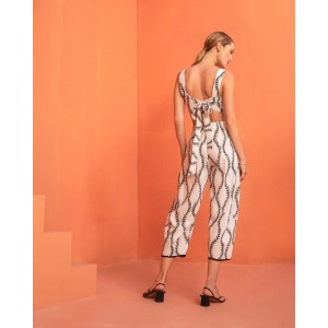 Moutaki Type Print Crop Top Εκρού