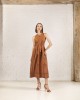 Moutaki Brown Sleeveless Midi Φόρεμα