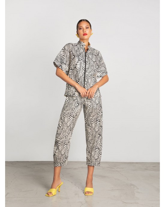 Moutaki Tropical Leaf Print Παντελόνι