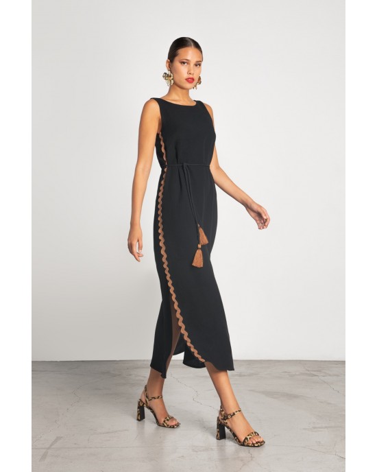 Moutaki Black Sleveless Midi Φόρεμα