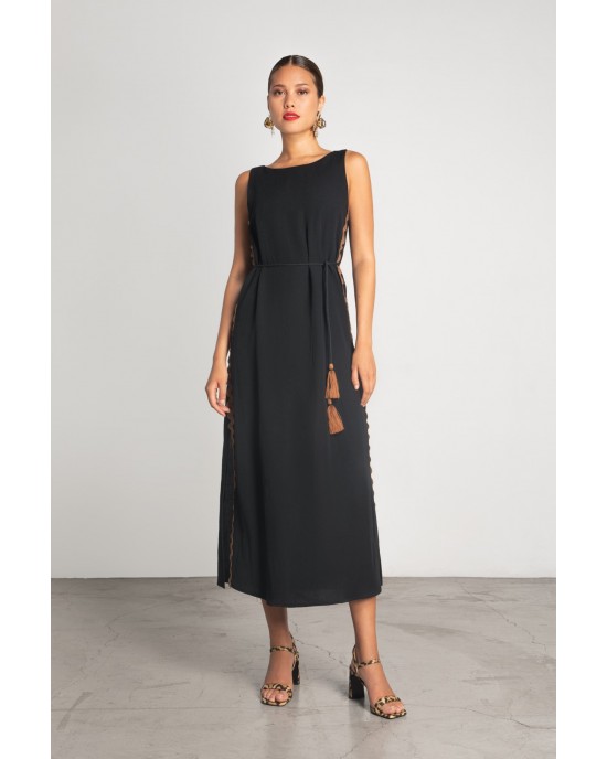 Moutaki Black Sleveless Midi Φόρεμα