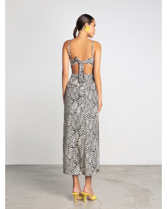 Moutaki Tropical Leaf Print Midi Φόρεμα