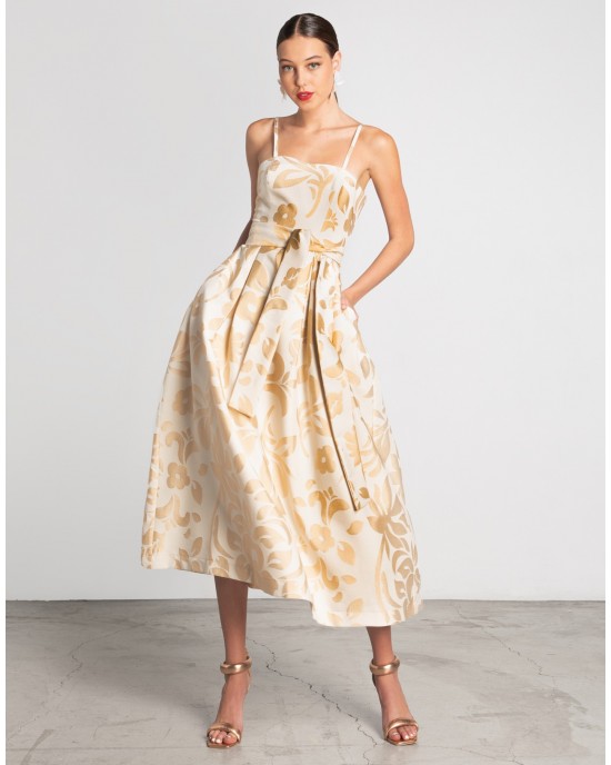 Moutaki Ecru/Gold Midi Φόρεμα Moutaki Ecru/Gold Midi Φόρεμα