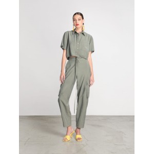 Moutaki Khaki Set Crop Πουκάμισο & Cargo Παντελόνι