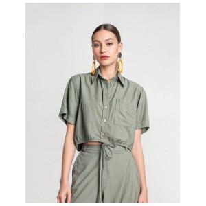 Moutaki Khaki Set Crop Πουκάμισο & Cargo Παντελόνι