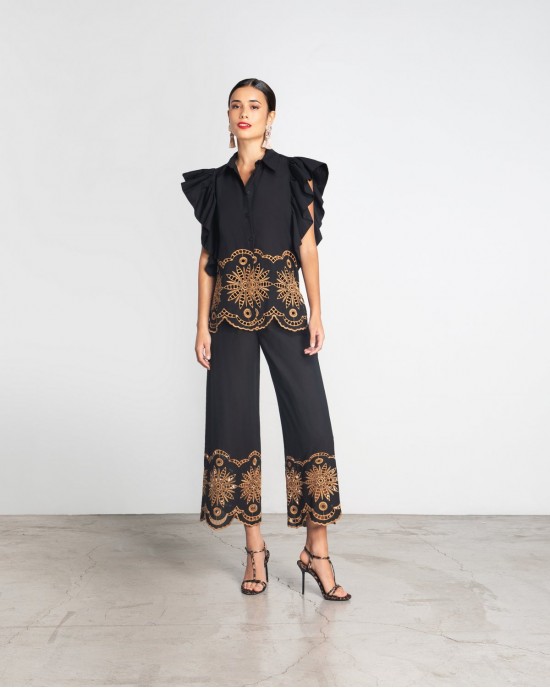 Moutaki Embroidered Black Πουκάμισο & Παντελόνι Moutaki Embroidered Black Πουκάμισο & Παντελόνι