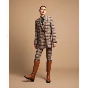 Moutaki Καρό Παντελόνι Με Λάστιχο Μωβ