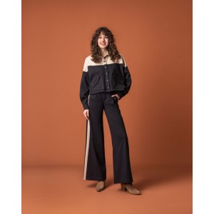 Moutaki High Waist Wide Leg Black Παντελόνι