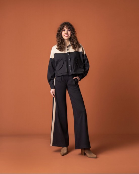 Moutaki High Waist Wide Leg Black Παντελόνι Moutaki High Waist Wide Leg Black Παντελόνι