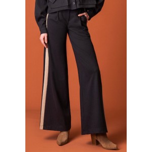 Moutaki High Waist Wide Leg Black Παντελόνι