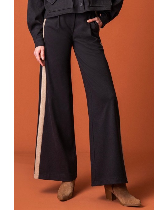 Moutaki High Waist Wide Leg Black Παντελόνι Moutaki High Waist Wide Leg Black Παντελόνι