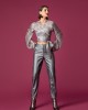 Moutaki Slouchy Fit Faux Leather Silver Παντελόνι Moutaki Slouchy Fit Faux Leather Silver Παντελόνι