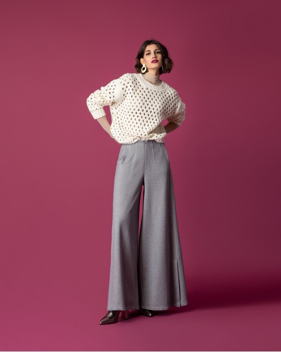 Moutaki Grey Wide Leg Παντελόνι Moutaki Grey Wide Leg Παντελόνι
