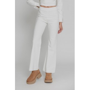 Moutaki High Elastic Waist Flare White Παντελόνι
