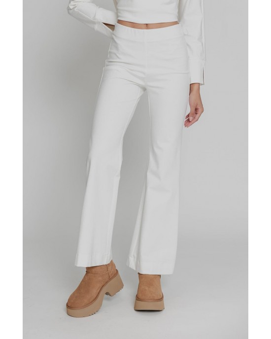 Moutaki High Elastic Waist Flare White Παντελόνι Moutaki High Elastic Waist Flare White Παντελόνι