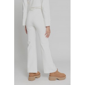Moutaki High Elastic Waist Flare White Παντελόνι