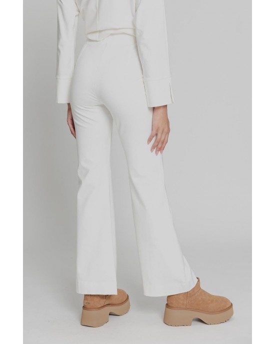 Moutaki High Elastic Waist Flare White Παντελόνι Moutaki High Elastic Waist Flare White Παντελόνι