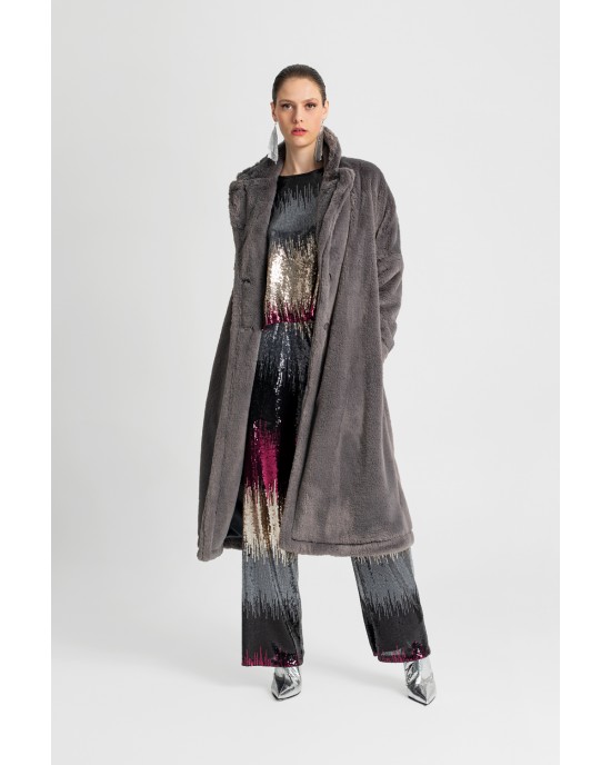 Moutaki Faux Fur Carbon Long Παλτό