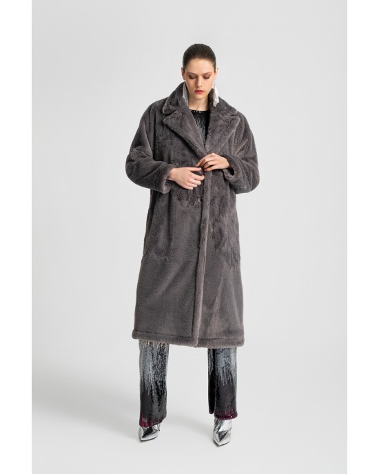 Moutaki Faux Fur Carbon Long Παλτό