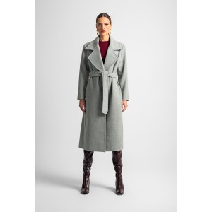 Moutaki Belted Long Grey Παλτό Moutaki Belted Long Grey Παλτό