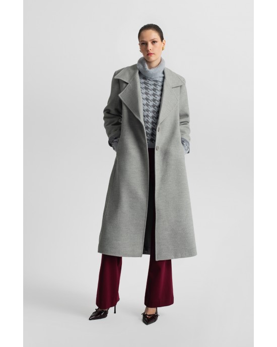 Moutaki Belted Long Grey Παλτό