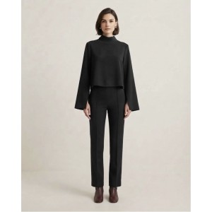 Moutaki Wide Longsleeve Μπλούζα & High Waist Tailored Παντελόνι Black