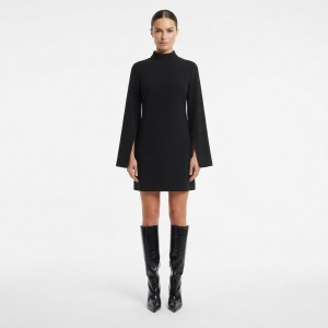 Moutaki High Neck Longsleeve Black Mini Φόρεμα