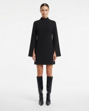 Moutaki High Neck Longsleeve Black Mini Φόρεμα